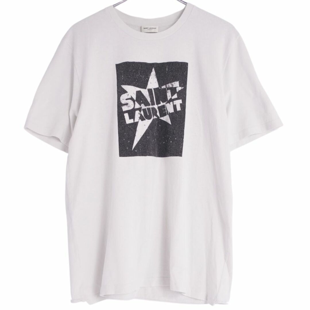 サンローラン パリ SAINT LAURENT PARIS Tシャツ カットソー ロゴ コットン トップス メンズ イタリア製 S ホワイト約25cm