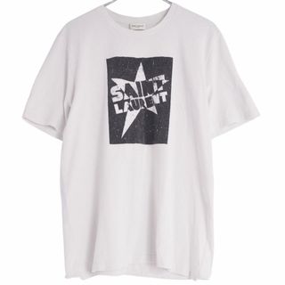 サンローラン(Saint Laurent)のサンローラン パリ SAINT LAURENT PARIS Tシャツ カットソー ロゴ コットン トップス メンズ イタリア製 S ホワイト(Tシャツ(半袖/袖なし))