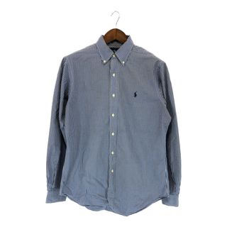 SALE///// 90年代~ RALPH LAUREN ラルフローレン ボタンダウン 長袖シャツ チェック柄 ブルー (メンズ 15 1/2)  P4097(シャツ)