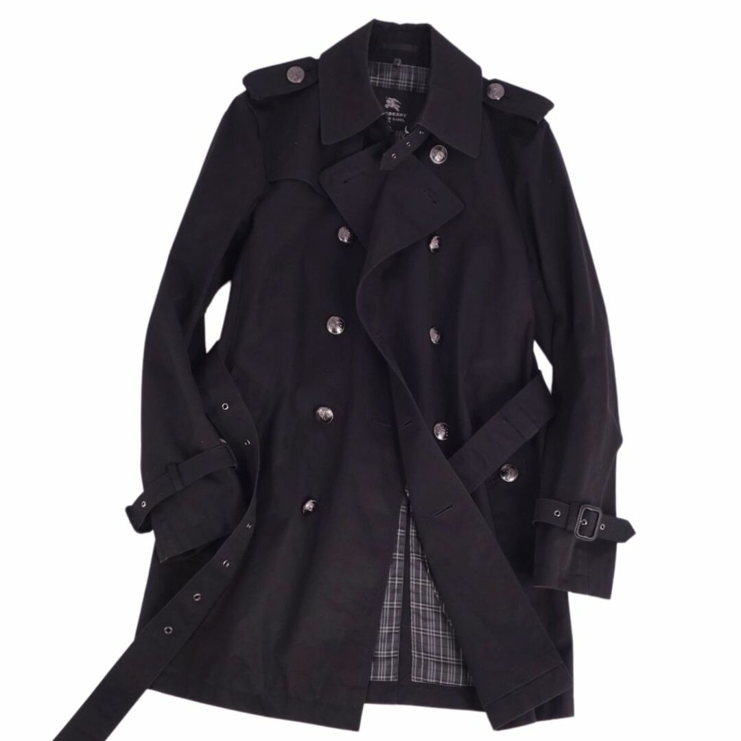 美品 バーバリー ブラックレーベル BURBERRY BLACK LABEL コート トレンチコート コットン100% 無地 アウター メンズ M ブラック 美品 バーバリー ブラックレーベル BURBERRY BLACK LABEL コート トレンチコート コットン100% 無地 アウター メンズ M ブラック