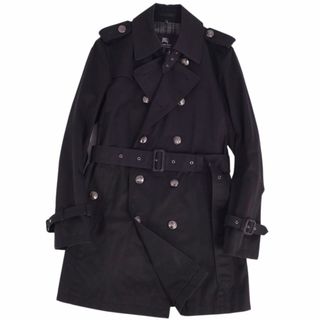 バーバリーブラックレーベル(BURBERRY BLACK LABEL)の美品 バーバリー ブラックレーベル BURBERRY BLACK LABEL コート トレンチコート コットン100％ 無地 アウター メンズ M ブラック(トレンチコート)