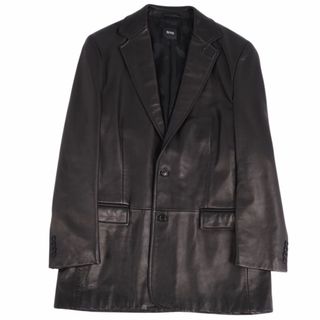 ヒューゴボス(HUGO BOSS)の美品 ヒューゴボス HUGO BOSS ジャケット レザージャケット テーラード ラムレザー 羊革 アウター メンズ 54(XL相当) ブラック(レザージャケット)