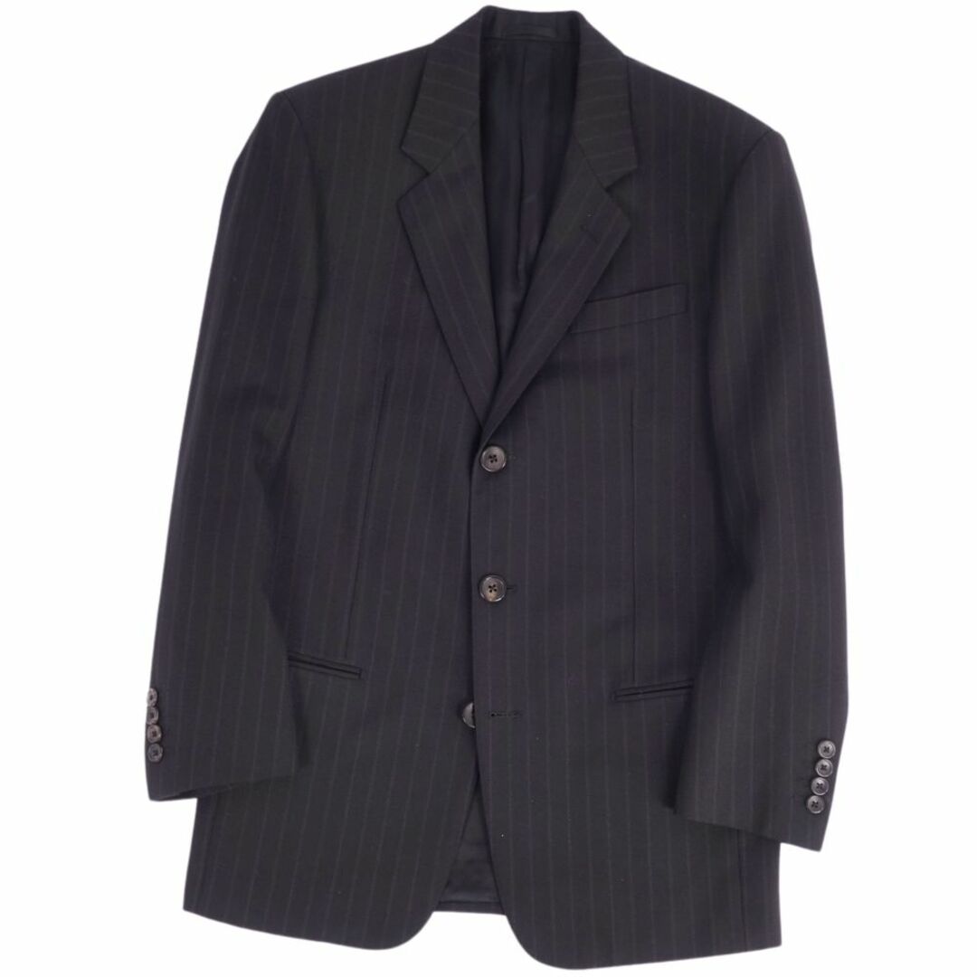 ルイヴィトン LOUIS VUITTON セットアップ シングル スーツ ストライプ ウール ジャケット パンツ メンズ イタリア製 46(S相当)  ブラック