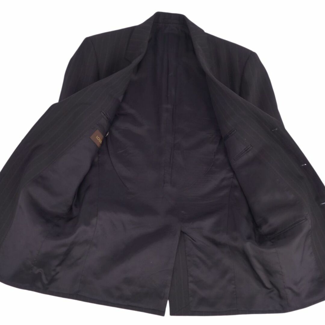LOUIS VUITTON(ルイヴィトン)のルイヴィトン LOUIS VUITTON セットアップ シングル スーツ ストライプ ウール ジャケット パンツ メンズ イタリア製 46(S相当) ブラック メンズのスーツ(セットアップ)の商品写真