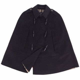 バーバリー(BURBERRY)の美品 バーバリー ロンドン BURBERRY LONDON ポンチョ ケープ コート ウール トグルボタン 裏チェック アウター レディース F(M相当) ブラック(その他)