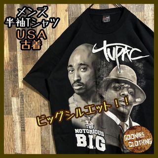 2pac ラッパー ヒップホップ USA製 Tシャツ 3XL ブラック 半袖(Tシャツ/カットソー(半袖/袖なし))