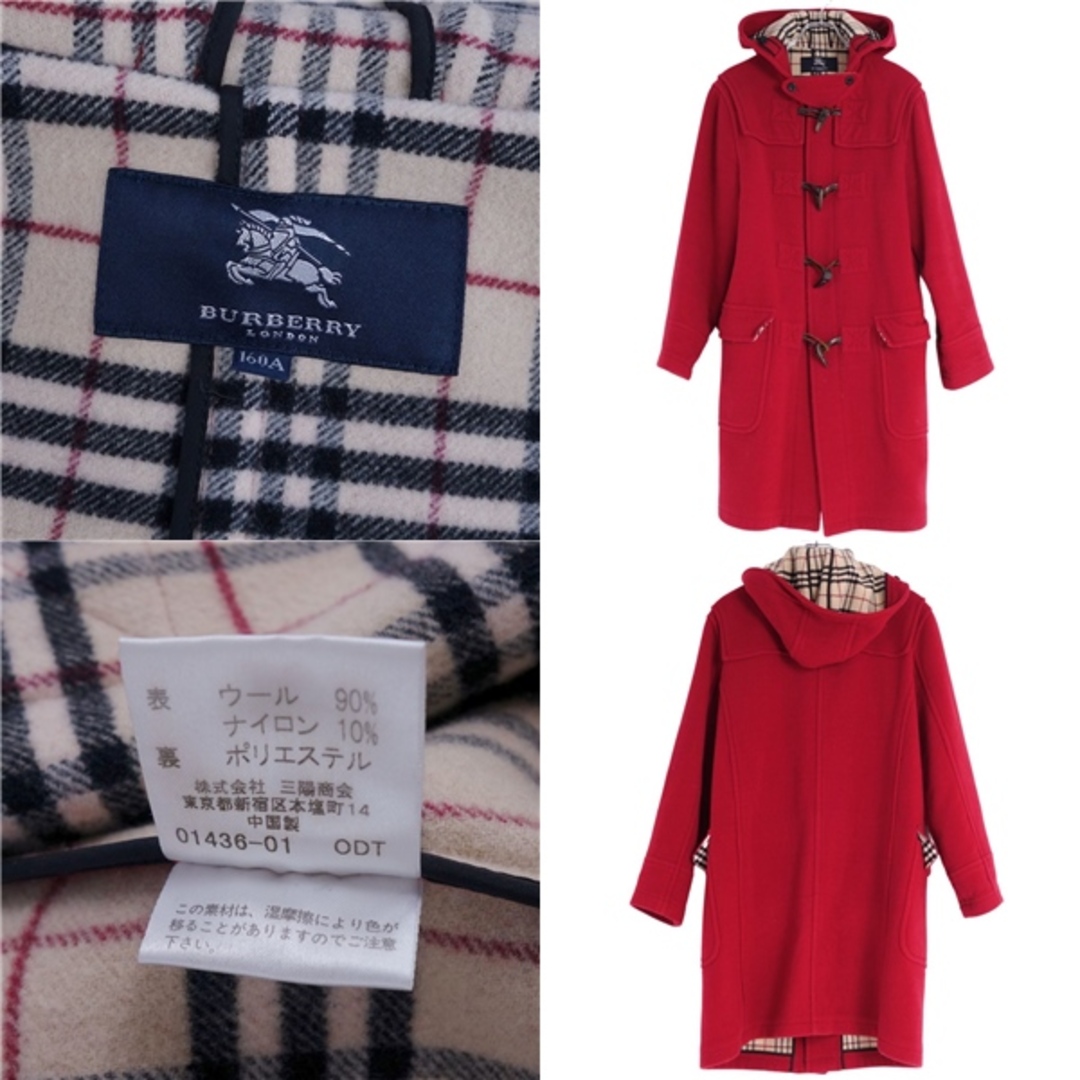 BURBERRY(バーバリー)の美品 バーバリー ロンドン BURBERRY LONDON コート ダッフルコート ウール 裏チェック アウター レディース 160A レッド メンズのジャケット/アウター(その他)の商品写真