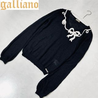 ガリアーノ(GALLIANO)の美品　Galliano ガリアーノ モヘア ニット XS リボン 刺繍　(ニット/セーター)