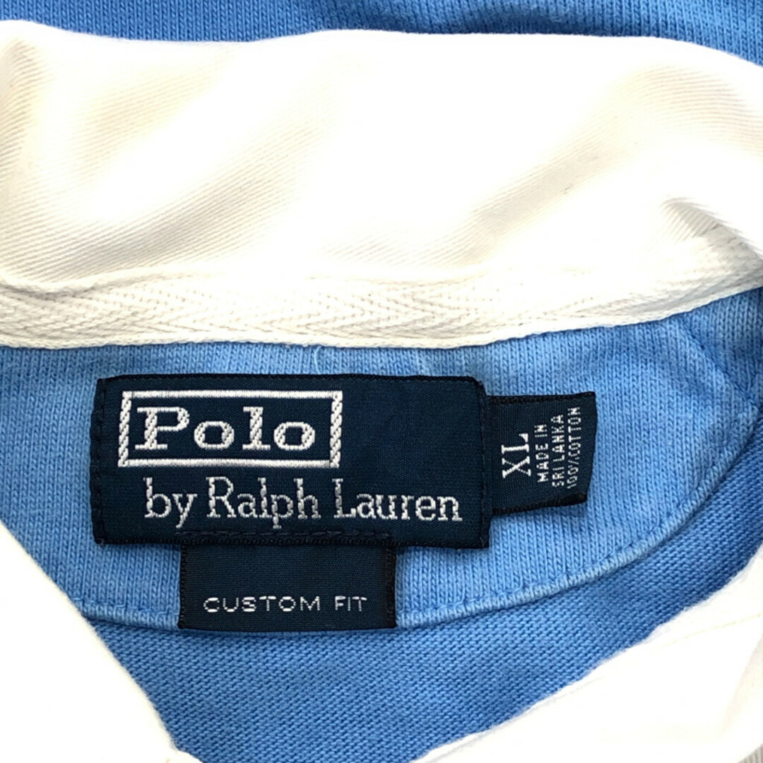 POLO RALPH LAUREN(ポロラルフローレン)のSALE/// 90年代~ Polo by Ralph Lauren ポロ ラルフローレン ラガーシャツ 長袖ポロシャツ ライトブルー (メンズ XL)  P4187 メンズのトップス(ポロシャツ)の商品写真