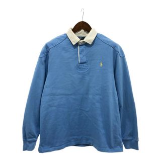 ポロラルフローレン(POLO RALPH LAUREN)のSALE/// 90年代~ Polo by Ralph Lauren ポロ ラルフローレン ラガーシャツ 長袖ポロシャツ ライトブルー (メンズ XL)  P4187(ポロシャツ)