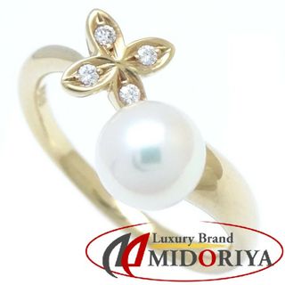 ミキモト(MIKIMOTO)のMIKIMOTO ミキモト リング 指輪 パール6ミリ ダイヤモンド 11号 真珠 花モチーフ K18YG イエローゴールド/291037【中古】【BJ】(リング(指輪))