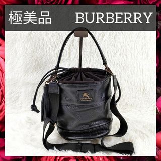 バーバリーブルーレーベル(BURBERRY BLUE LABEL)の美品 バーバリー レザー 2WAY ハンドバッグ ショルダーバッグ ブラック(ショルダーバッグ)