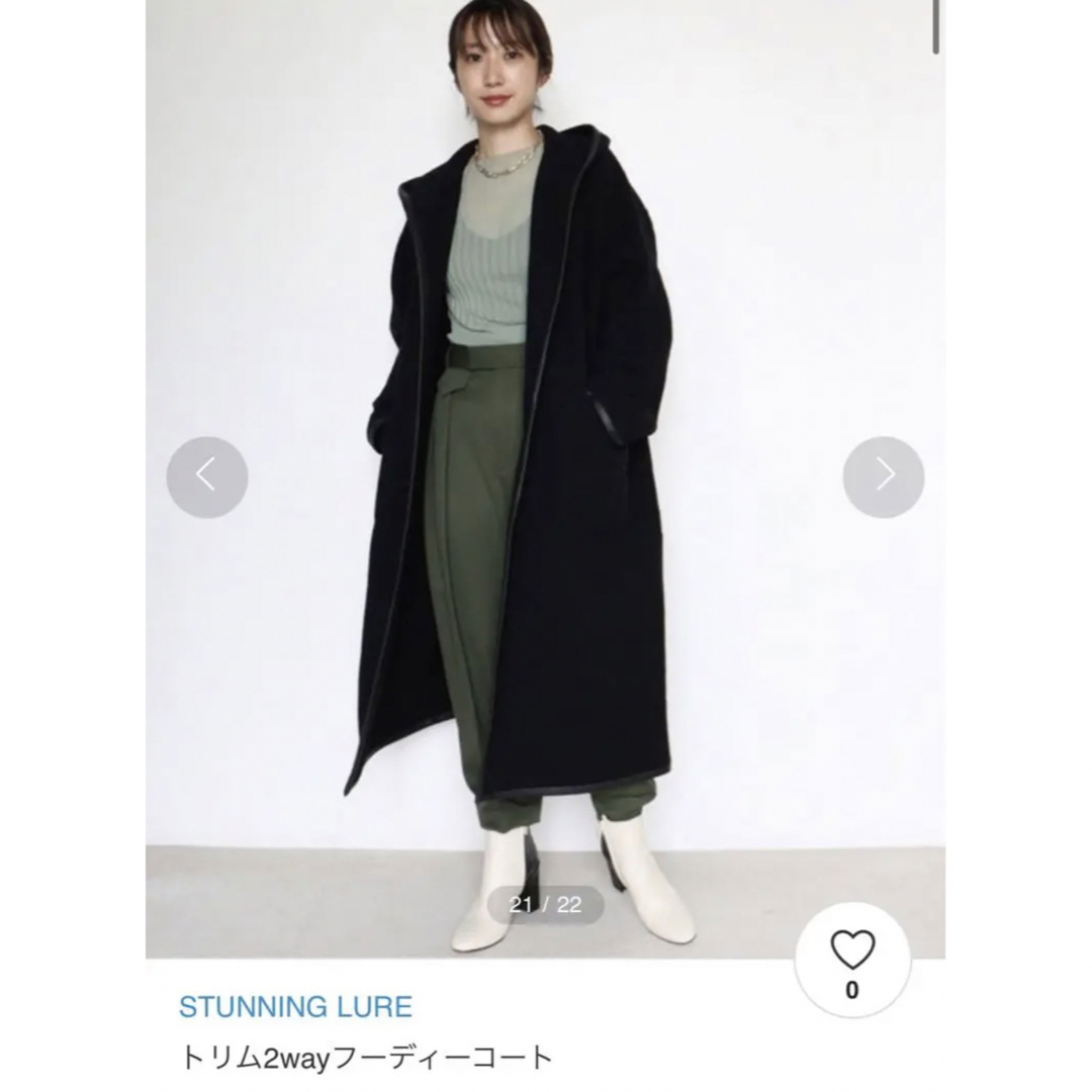 LE CIEL BLEU(ルシェルブルー)のSTUNNING LURE トリム 2way フーディー コート レディースのジャケット/アウター(ロングコート)の商品写真