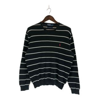 ポロラルフローレン(POLO RALPH LAUREN)のSALE///// 90年代~ Polo by Ralph Lauren ポロ ラルフローレン ハイゲージニット セーター ボーダー柄 (メンズ L) 中古 古着 P4559(ニット/セーター)