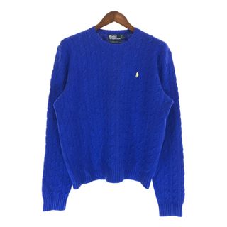 ポロラルフローレン(POLO RALPH LAUREN)のSALE///// 90年代~ Polo by Ralph Lauren ポロ ラルフローレン クルーネック ケーブルニット セーター ブルー (メンズ L) 中古 古着 P4590(ニット/セーター)