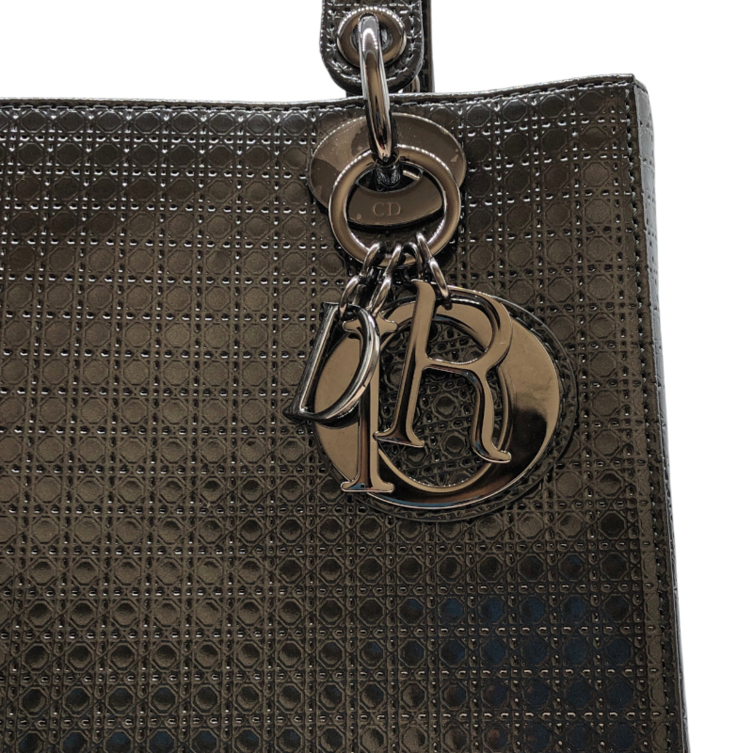 Christian Dior(クリスチャンディオール)の　クリスチャン・ディオール Christian Dior レディディオール ミディアム M0550 グレー エナメル マイクロカナージュ レディース ハンドバッグ レディースのバッグ(ハンドバッグ)の商品写真