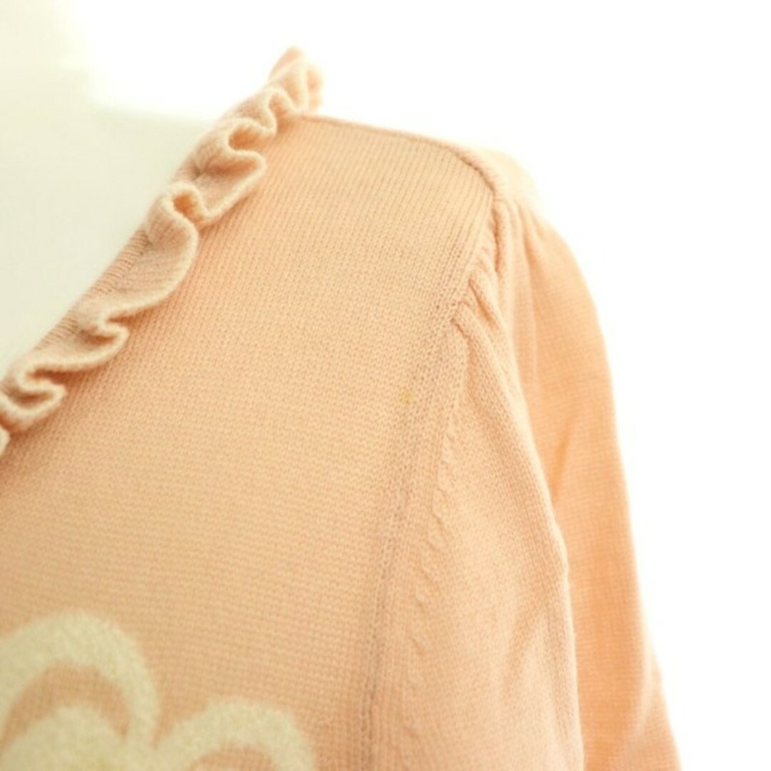 TO BE CHIC(トゥービーシック)のトゥービーシック 花 フリルネックニット セーター 長袖 ウール 2 ピンク レディースのトップス(ニット/セーター)の商品写真