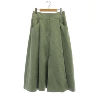 ザラ(ZARA)のザラ ZARA フェイクスエード スリット ロングスカート フレア M カーキ(ロングスカート)