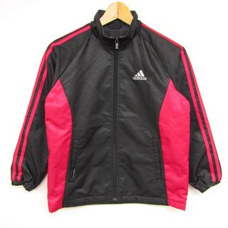 アディダス(adidas)のアディダス ナイロンジャケット ジャンパー アウター キッズ 男の子用 140サイズ ブラック×レッド adidas(ジャケット/上着)