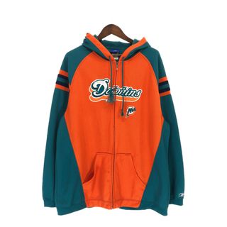 リーボック(Reebok)のReebok リーボック NFL マイアミ・ドルフィンズ フーディー パーカー 大きいサイズ  プロチーム オレンジ (メンズ 2XL) 中古 古着 P4983(パーカー)