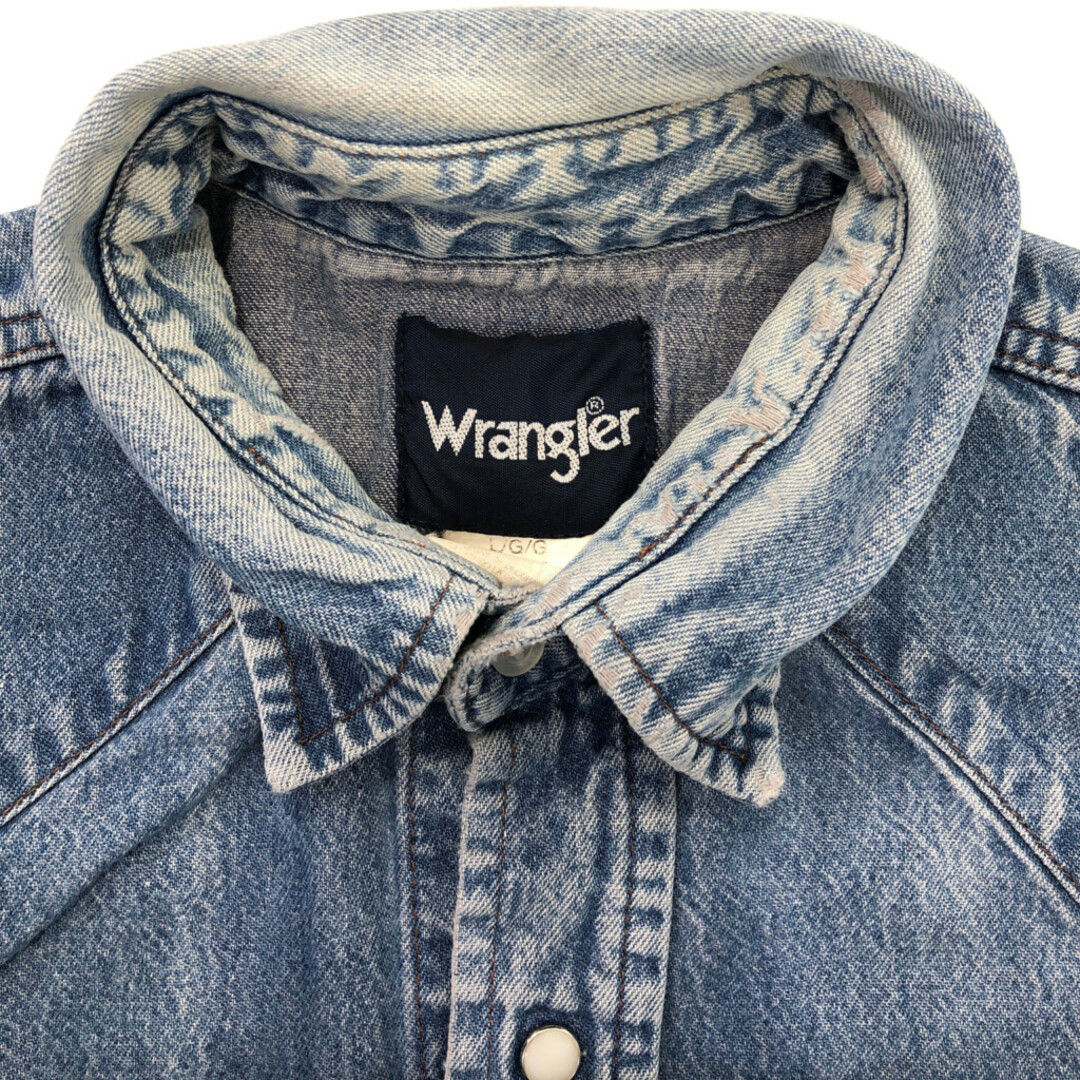 Wrangler(ラングラー)のSALE///// 90年代 Wrangler ラングラー ウエスタン 長袖シャツ 紺タグ ブルー (メンズ ) 中古 古着 P4999 メンズのトップス(シャツ)の商品写真