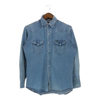 ラングラー(Wrangler)のSALE///// 90年代 Wrangler ラングラー ウエスタン 長袖シャツ 紺タグ ブルー (メンズ ) 中古 古着 P4999(シャツ)