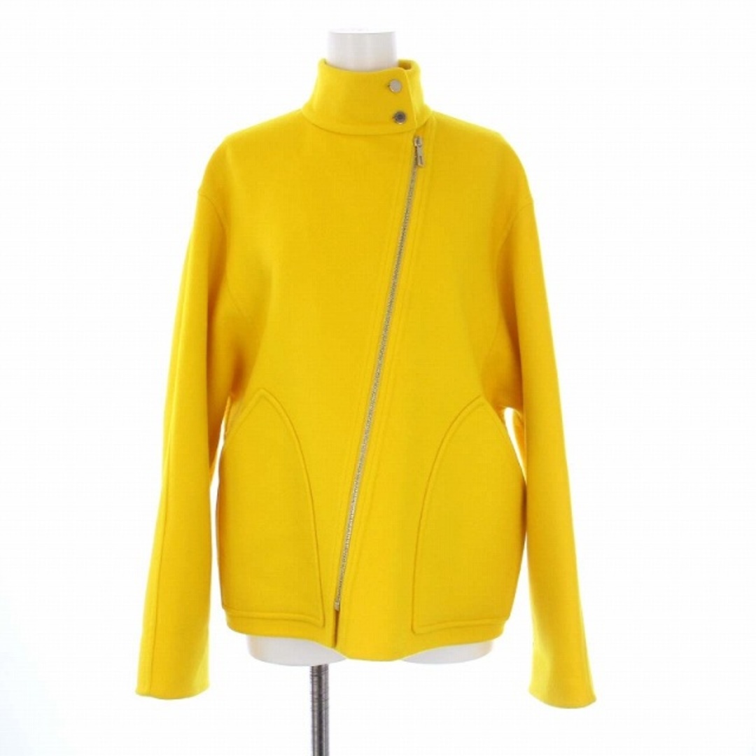 エルメス ダブルフェイスカシミヤハイネックジャケット セリエボタン 黄色60cm袖丈