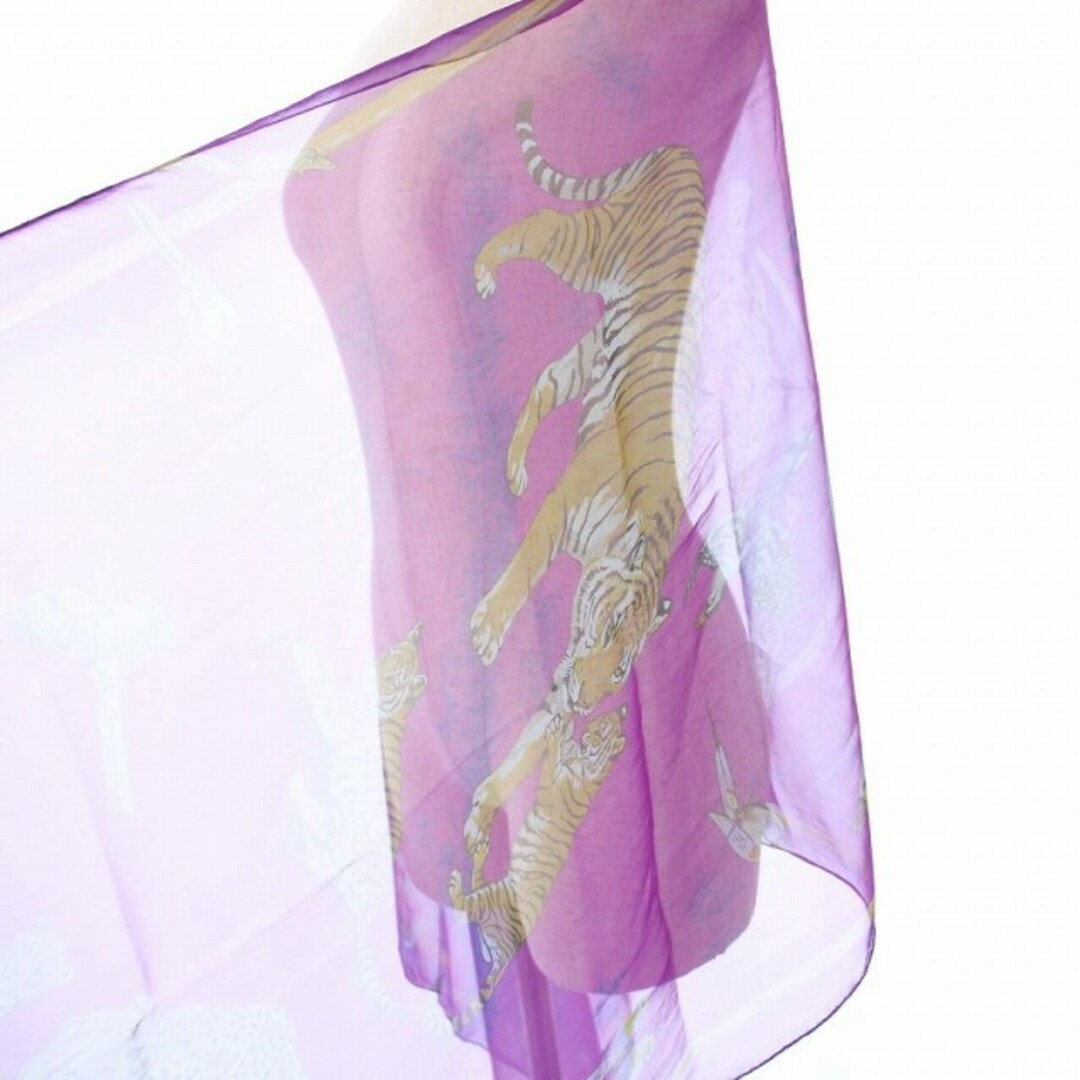 Hermes(エルメス)のエルメス シルク モスリン アニマル ストール シアー シルク100％ 紫 レディースのファッション小物(ストール/パシュミナ)の商品写真