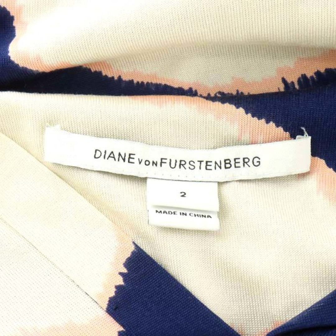 DIANE von FURSTENBERG(ダイアンフォンファステンバーグ)のダイアンフォンファステンバーグ ワンピース ひざ丈 長袖 絹 2 M 青 白 レディースのワンピース(ひざ丈ワンピース)の商品写真