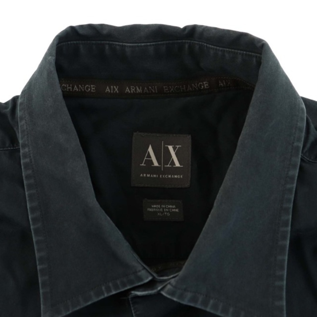 ARMANI EXCHANGE(アルマーニエクスチェンジ)のA/X ARMANI EXCHANGE シャツ 長袖 ロゴ刺繍 XL 紺 メンズのトップス(シャツ)の商品写真