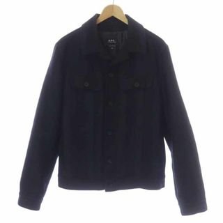 アーペーセー(A.P.C)のA.P.C. ステンカラージャケット ウール 中綿 ストライプ XS 黒(ブルゾン)