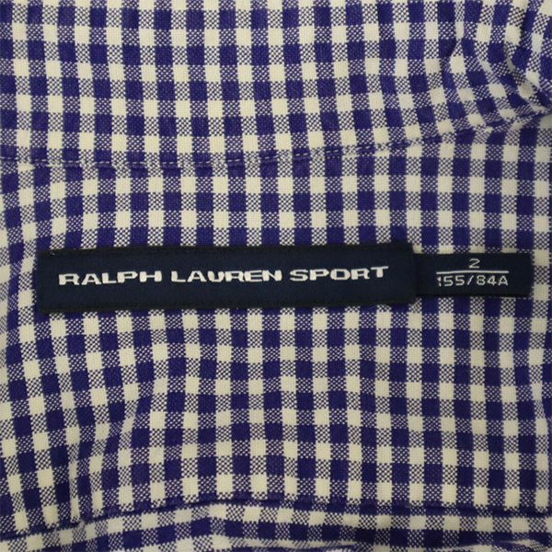 Ralph Lauren(ラルフローレン)のラルフローレンスポーツ ギンガムチェック 長袖 ボタンダウンシャツ 2 ブルー RALPH LAUREN SPORT ロゴ刺繍 レディース 古着 【231229】 レディースのトップス(シャツ/ブラウス(長袖/七分))の商品写真