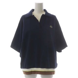 ラコステ(LACOSTE)のラコステ ドルマンスリーブスキッパーネックポロシャツ 半袖 M 紺 ネイビー(ポロシャツ)