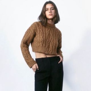 ザラ(ZARA)のZARA クロップド丈ケーブルニット(ニット/セーター)