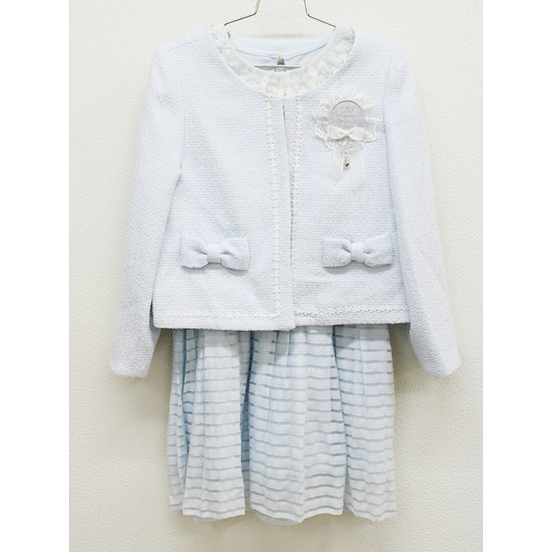 【新入荷!】▲キャサリンコテージ/CatherineCottage▲130cm アンサンブル 水色 ブローチ付き フォーマル 入学式 卒業式 卒園式 謝恩会 結婚式 発表会 冠婚葬祭子供服 キッズ kids 女の子 fml 822132ポリ100％ワンピ本体