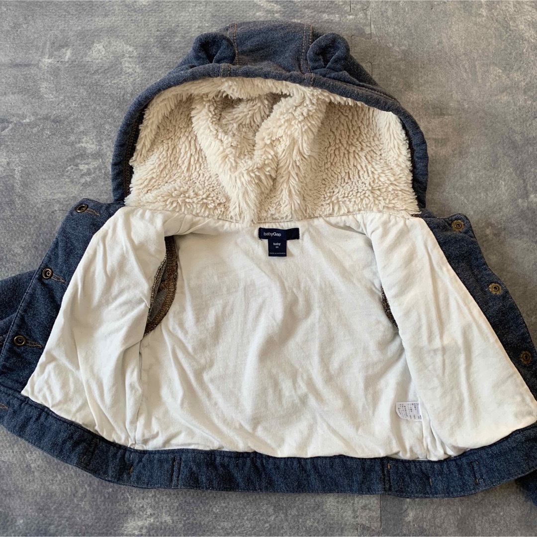 baby GAP もこもこ クマ耳 パーカー ジージャン デニム風 80cm キッズ/ベビー/マタニティのベビー服(~85cm)(ジャケット/コート)の商品写真