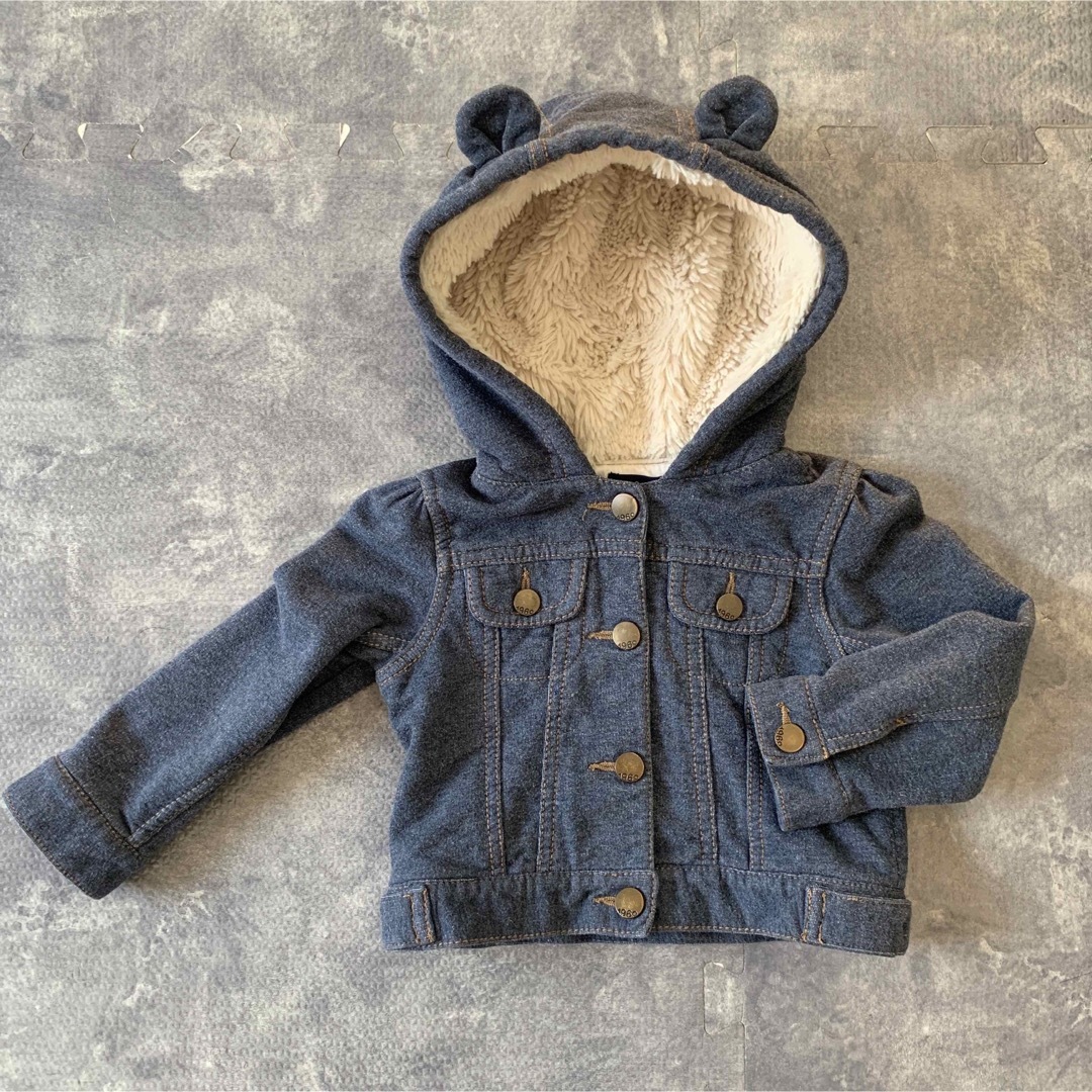 baby GAP もこもこ クマ耳 パーカー ジージャン デニム風 80cm キッズ/ベビー/マタニティのベビー服(~85cm)(ジャケット/コート)の商品写真