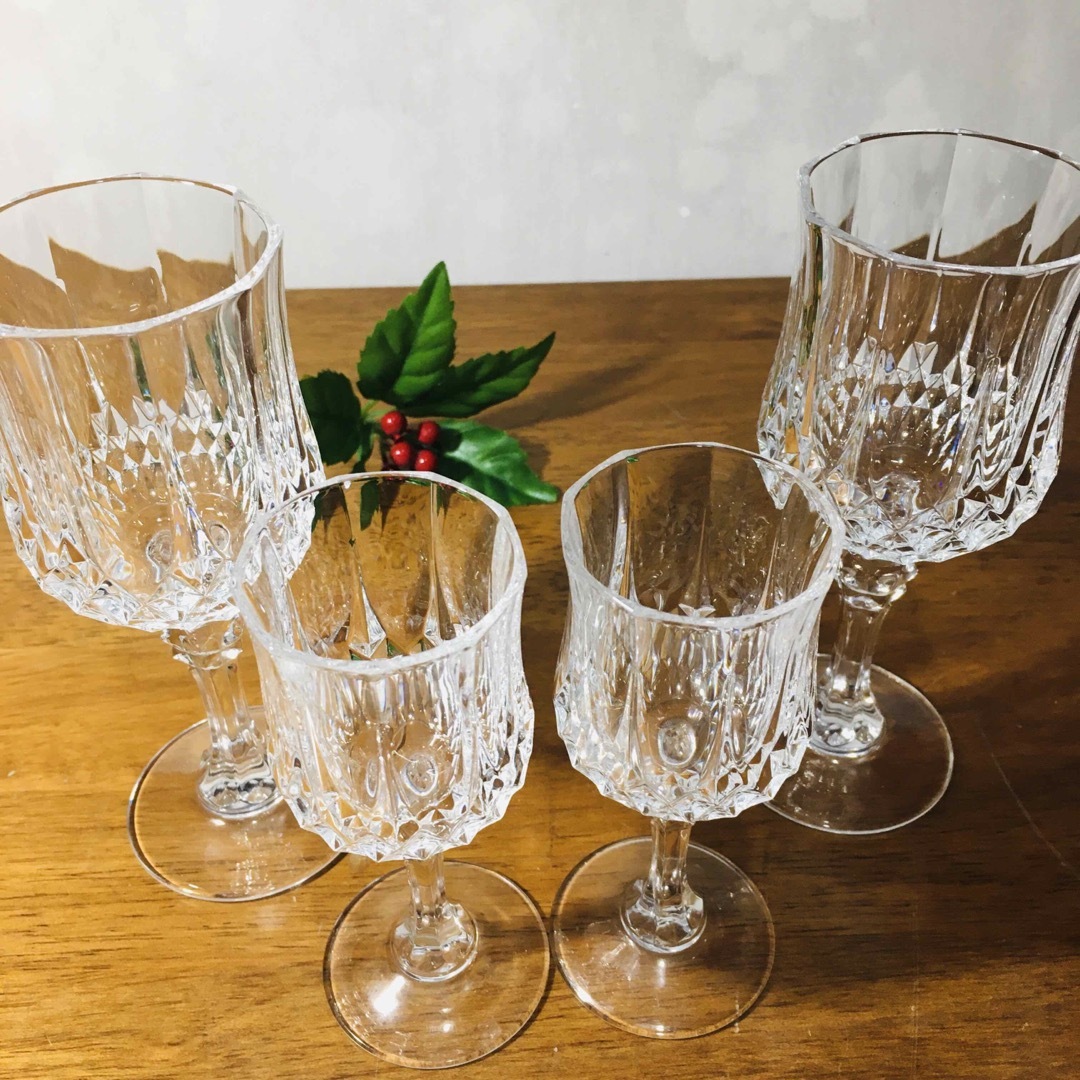 Cristal D'Arques(クリスタルダルク)の【美品】クリスタル ダルク フランス製 ロンシャン　ワイン・シェリーグラスペア インテリア/住まい/日用品のキッチン/食器(グラス/カップ)の商品写真