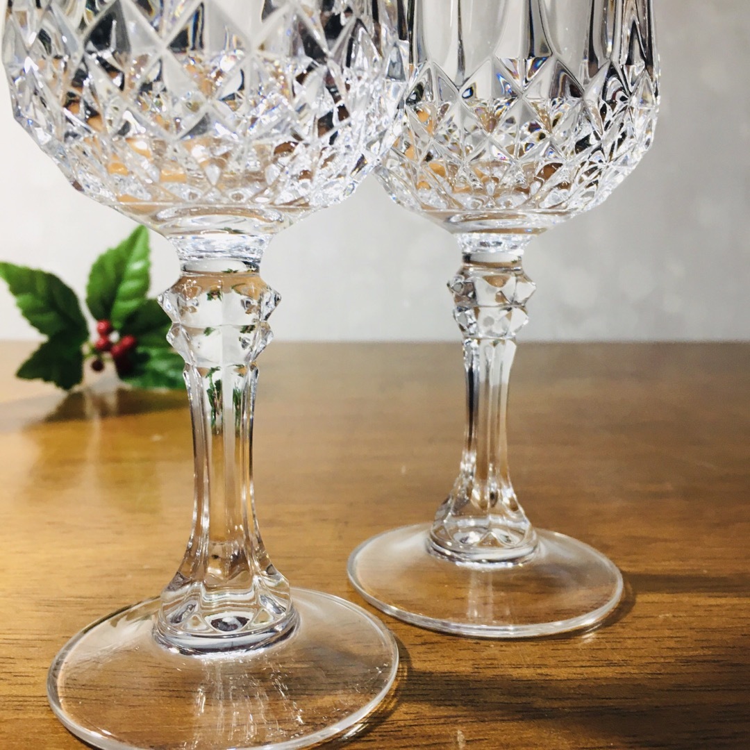 Cristal D'Arques(クリスタルダルク)の【美品】クリスタル ダルク フランス製 ロンシャン　ワイン・シェリーグラスペア インテリア/住まい/日用品のキッチン/食器(グラス/カップ)の商品写真