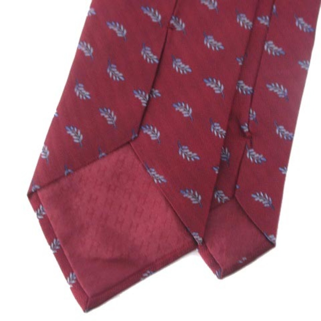 Hermes(エルメス)のエルメス ネクタイ レギュラータイ ロゴ リーフ柄 総柄 シルク100％ 赤 メンズのファッション小物(ネクタイ)の商品写真