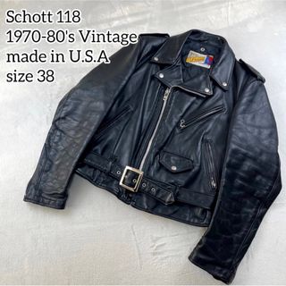 ショット(schott)の美品✨Schott 118現行品　ヴィンテージ　ライダースジャケット　レザー(ライダースジャケット)