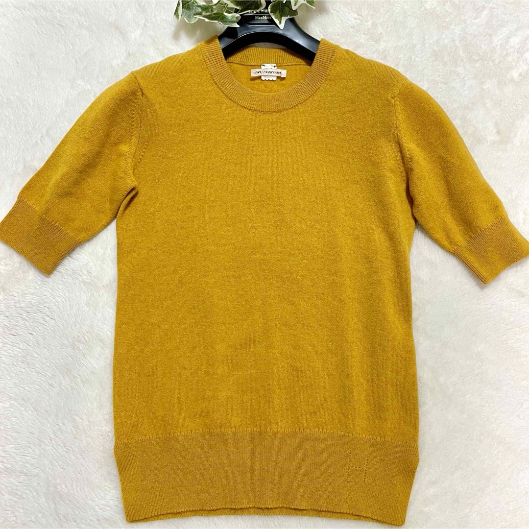 英国製 HERMES エルメス カシミヤ 100% クルーネック ニット 半袖 英国製 HERMES エルメス カシミヤ 100% クルーネック ニット 半袖