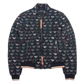 エンポリオアルマーニ(Emporio Armani)のEmporio Armani エンポリオ・アルマーニ 6Z2B80 Bomber jacket 総柄 ロゴ キルティング ボンバー ジャケット ブルゾン ブラック系 38【中古】(その他)