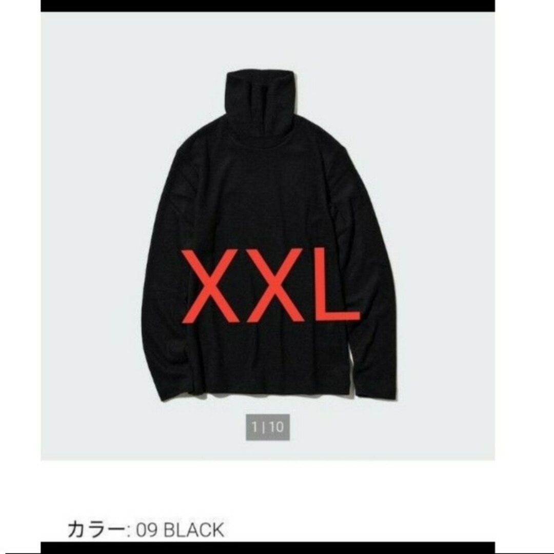 UNIQLO(ユニクロ)のユニクロ　ヒートテックフリースタートルネックT　　XXL ブラック レディースのトップス(カットソー(長袖/七分))の商品写真