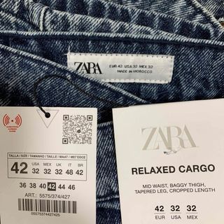 ZARA - ポケット utility デニム パンツ ZARA ザラ 42 ブルー 青の通販