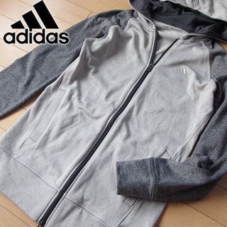 アディダス(adidas)の美品 M アディダス レディース 裏起毛パーカージャケット グレー(パーカー)