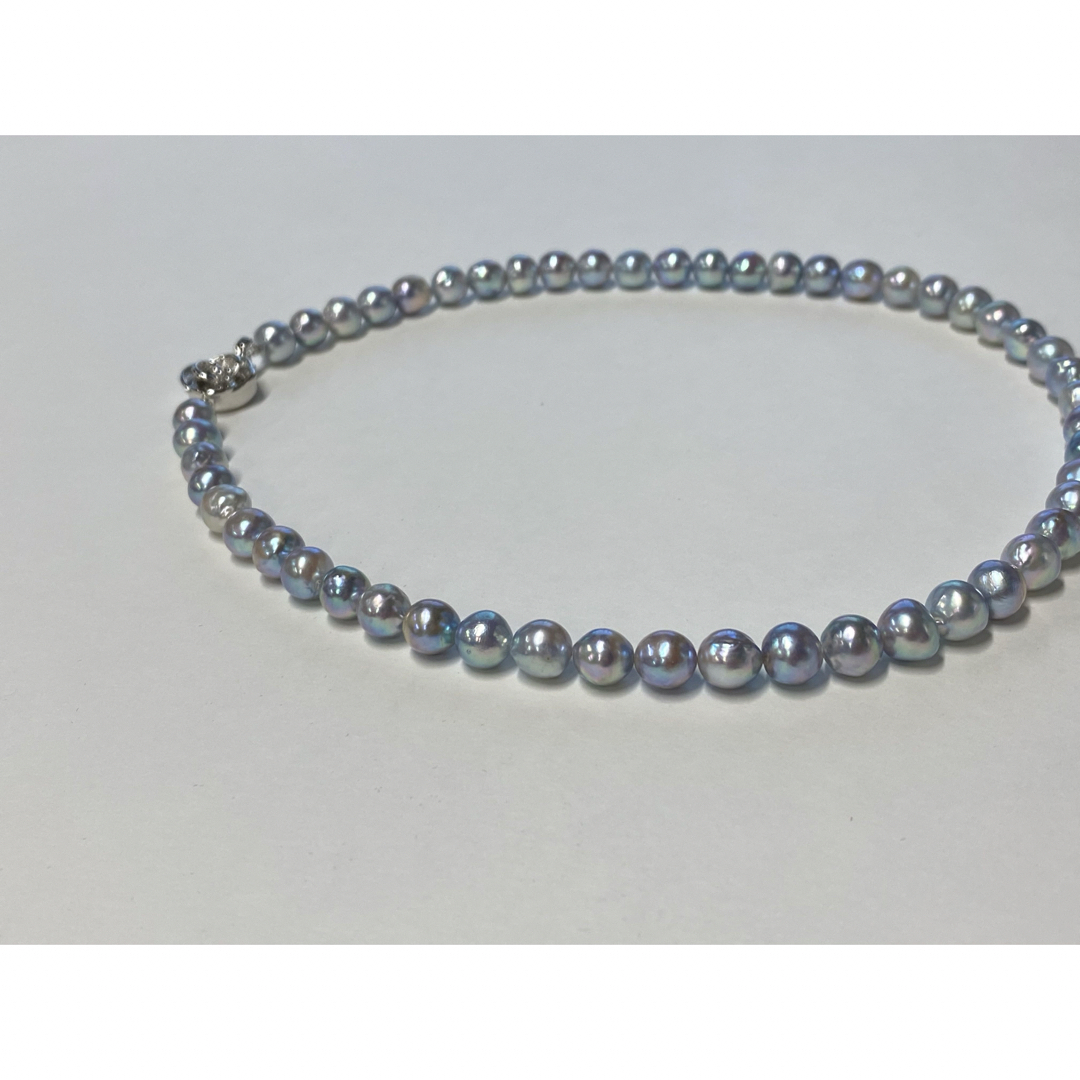 あこや本真珠 ナチュラルグレー ネックレス シルバー925金具 ハンドメイドのアクセサリー(ネックレス)の商品写真