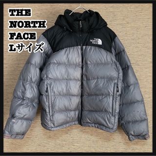 ザノースフェイス(THE NORTH FACE)のノースフェイス】ダウンジャケット　ヌプシ　700　黒グレー　刺繍ワンポイントK５(ダウンジャケット)