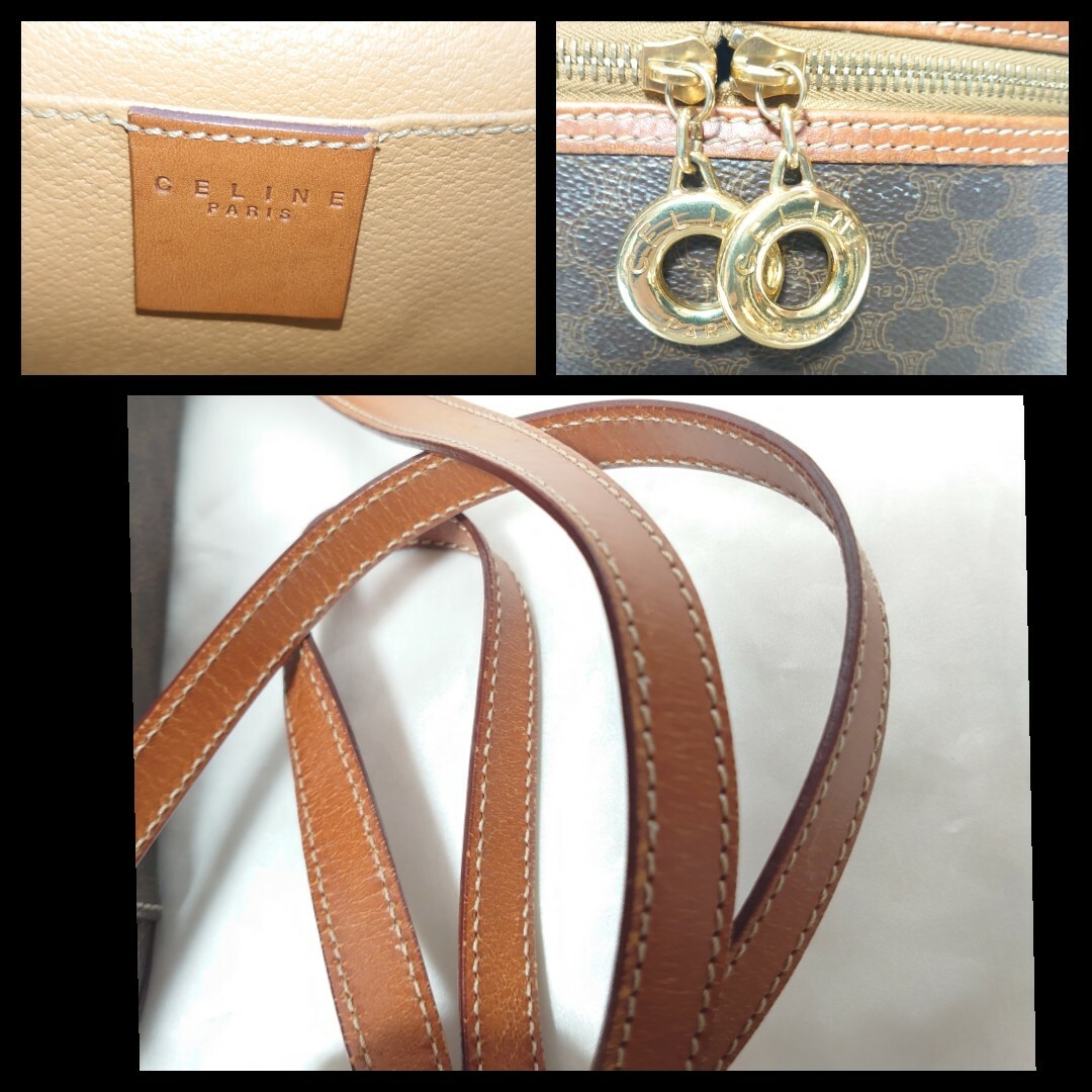 美品 CELINE マカダム柄 バニティバッグ ポーチ 2way ハンドバッグ 美品 CELINE マカダム柄 バニティバッグ ポーチ 2way ハンドバッグ