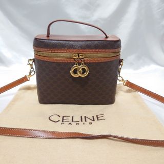 セリーヌ(celine)の美品 CELINE マカダム柄 バニティバッグ ポーチ 2way ハンドバッグ(ポーチ)